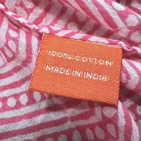 Oliphant Pintuck Tunic Blouse Womens L Pink & White Geometric Pattern 3/4 Sleeve - Picture 11 of 12